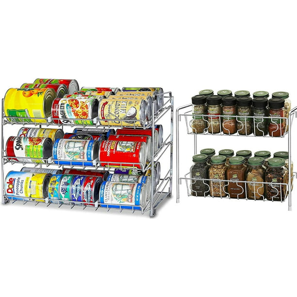 Details about   SimpleHouseware Stackable Chrome Can Rack 2 Tier Spice Rack